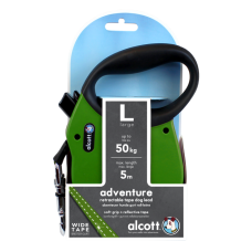 ALCOTT - Рулетка для собак до 50кг, 5м, лента, антискользящая ручка, зеленая (ADVENTURE)