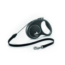 Flexi - Рулетка для собак до 8кг, трос 3м, Black Design черная