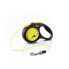 Flexi - Рулетка для собак до 60кг, ремень 5м, светоотражающая, желтая