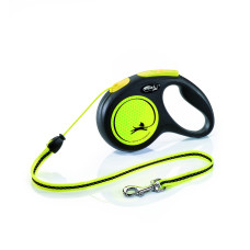 Flexi - Рулетка для собак до 12кг, трос 5м, светоотражающая, желтая
