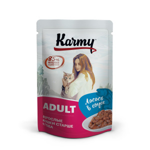 Karmy - паучи для кошек с лососем в соусе старше 1 года