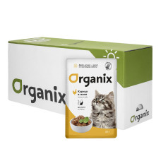 Organix - Паучи для котят: курица в желе, 25шт x 85гр