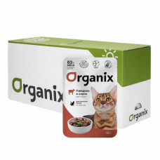 Organix - Паучи для кошек: говядина в соусе, 24шт x 85гр