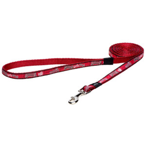 Поводок для собак "Fancy dress", M, ширина 1,6 см, длина 1,8м, "Красные косточки" (FIXED LONG LEAD)