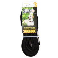 Зооник - Поводок для собак капроновый с двойной латексной нитью 2м* 20мм, Черный